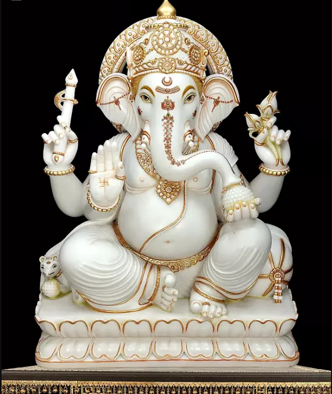 Super Large White Marble Ganesha Murti